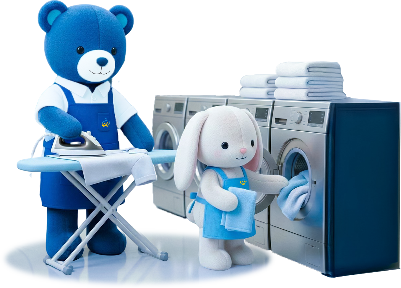 BestAtServices bear and rabbit running a laundry