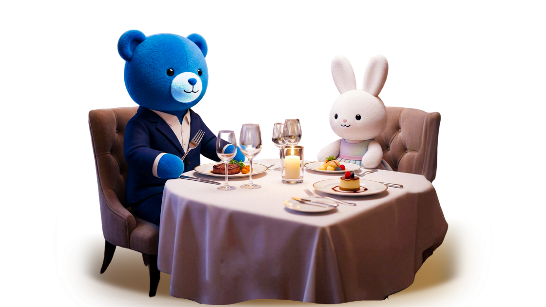 BestAtServices bear and rabbit at a restaurant